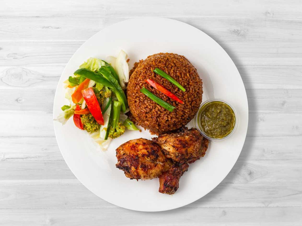 Jollof Rice with Jerk Chicken