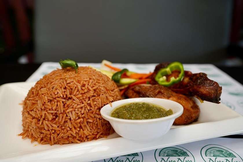 Jollof Rice with Jerk Chicken Wings