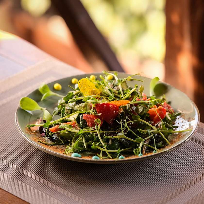 Homemade Salad with Nut Dressing