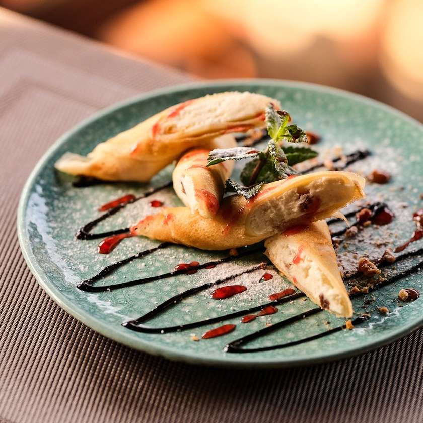 Crepes with Cheese and Raisins