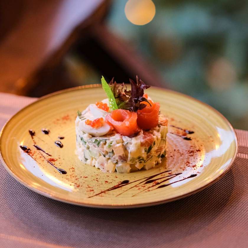 Olivier Salad with Salmon