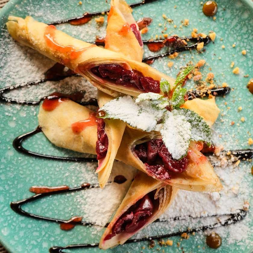 Crepes with cherries