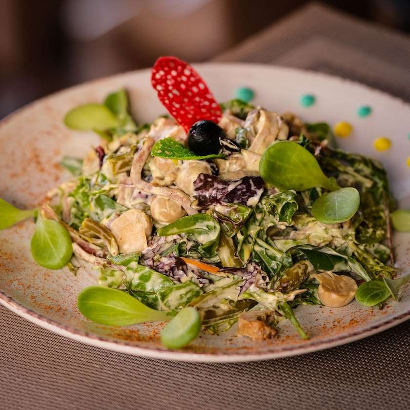 Meat Salad with Marinated Asparagus