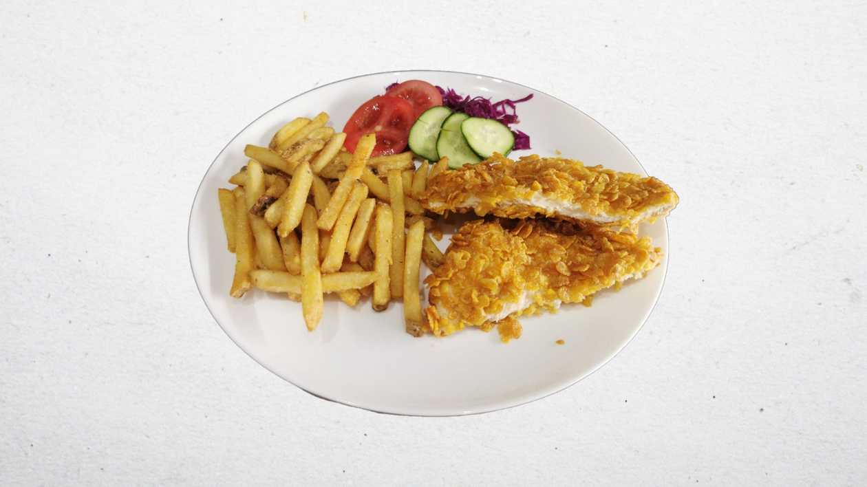 Crispy chicken schnitzel