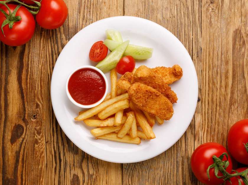 Chicken fillet nuggets with French fries