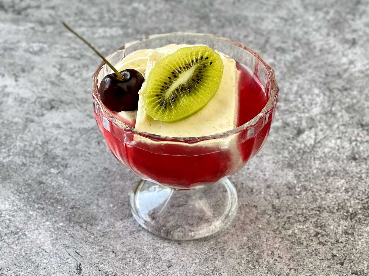 Maple Syrup Cream with Walnuts and Berry Sauce