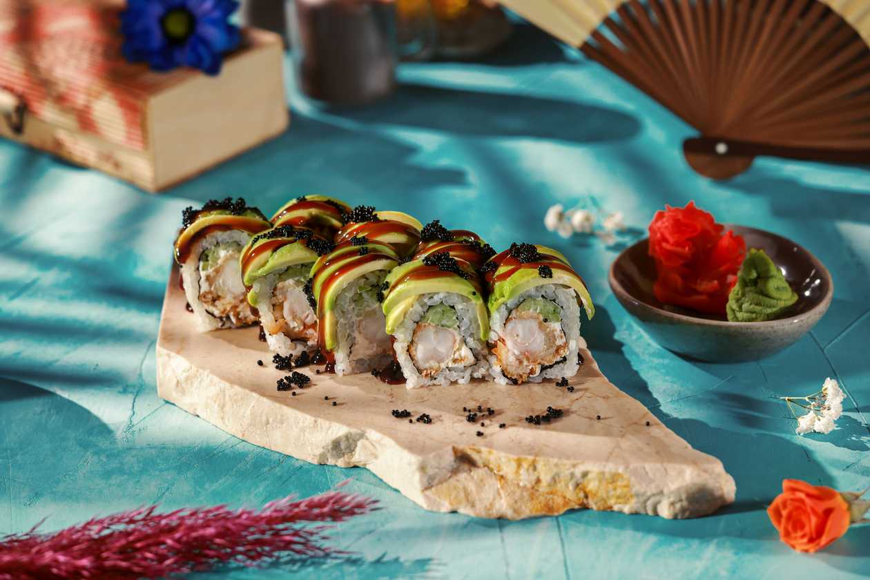Green dragon Roll with Salmon