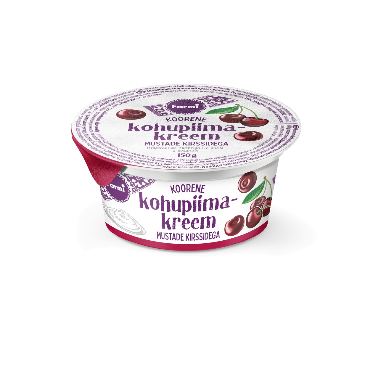 Farmi, Creamy Curd Cream with Black Cherries, 150g (expires soon)