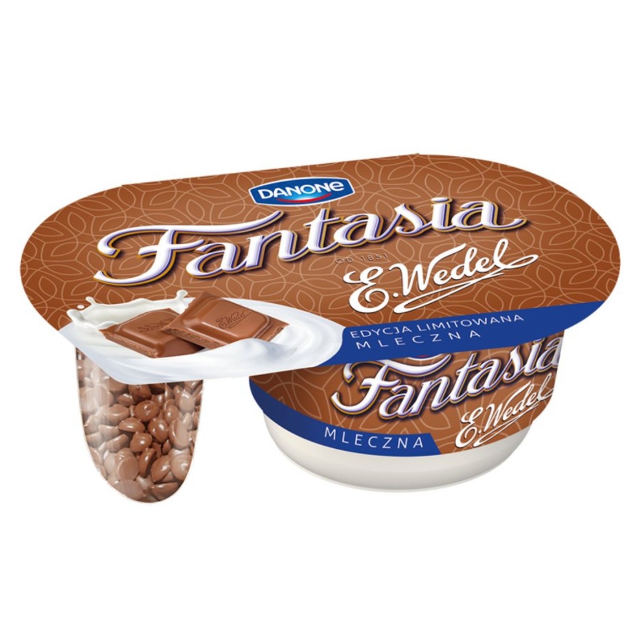 Jogurt Fantasia z Kawałkami Czekolady Mlecznej E. Wedel Danone 104g (expires soon)