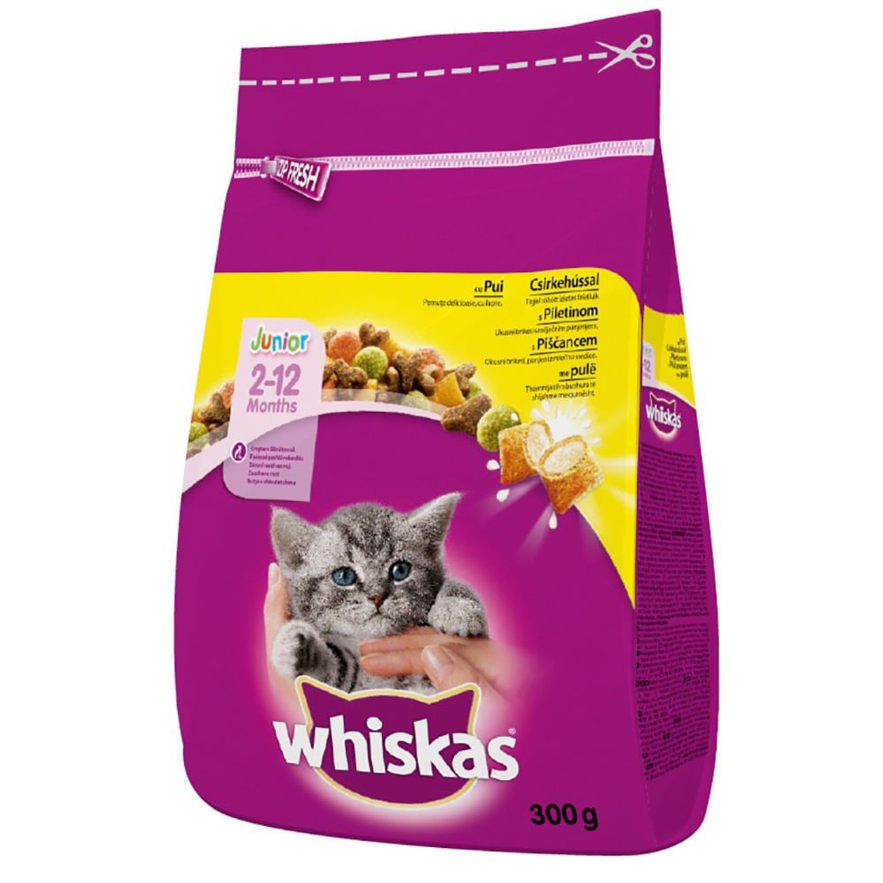 Hrana uscata pentru pisici junioare Whiskas Junior cu pui, 300 g