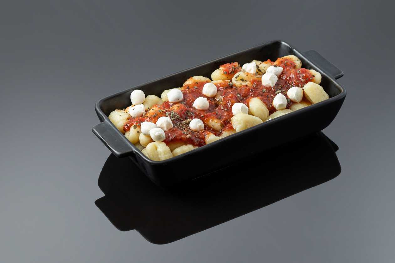 Gnocchi with mozzarella and marinara sauce