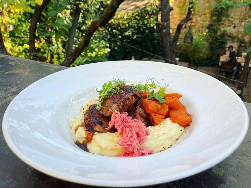 Slow cooked pork cheek