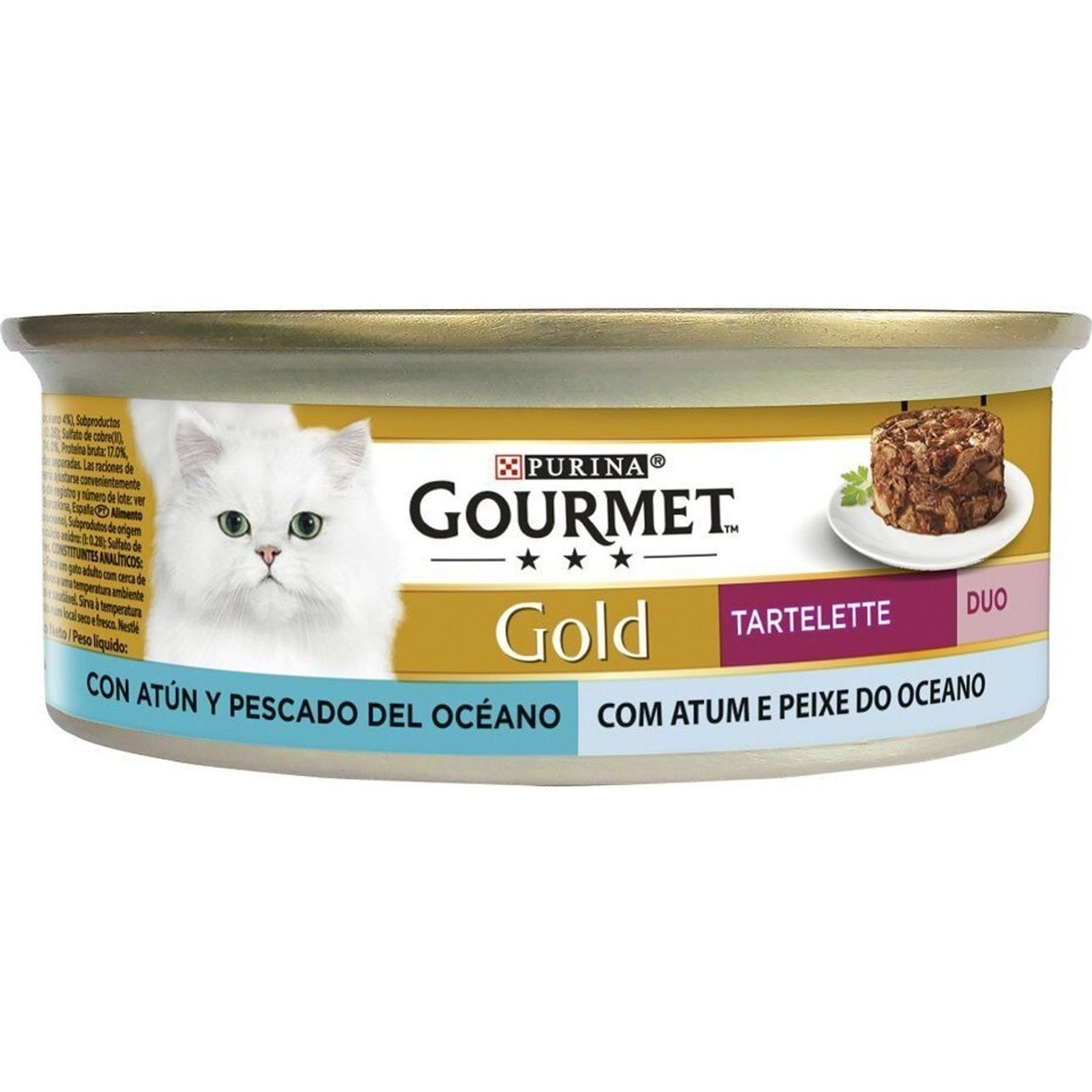 Comida Húmida Para Gato Tartelete Atum e Peixe do Oceano Purina Gourmet Gold 85 gr