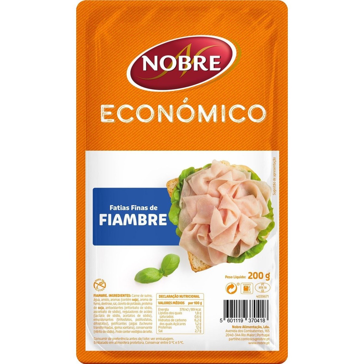 Fiambre Fatias Finas Nobre Económico 200 gr