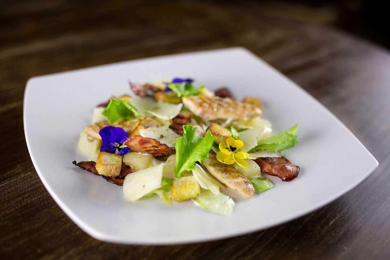 Fall Caesar salad with croutons