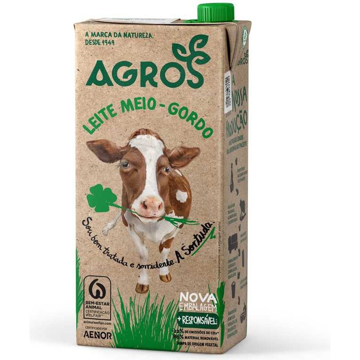 Leite UHT Meio Gordo Agros 1 lt