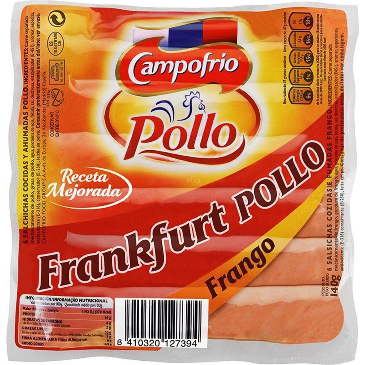 Salsichas Frankfurt Frango Campofrio 140 gr