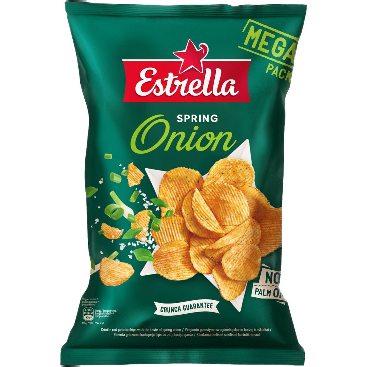 Svogūnų laiškų skonio bulvių traškučiai ESTRELLA, 250g (baigiasi galiojimas)