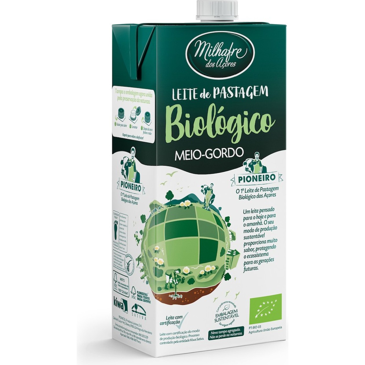 Leite Meio Gordo Pastagem Biológico Milhafre 1 lt