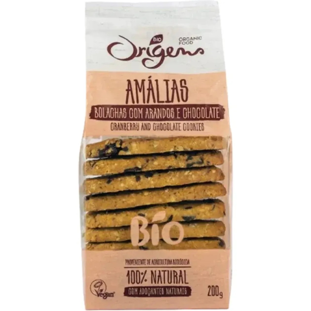 Bolacha Arando e Chocolate Amálias Vegan Origens Bio 200 gr