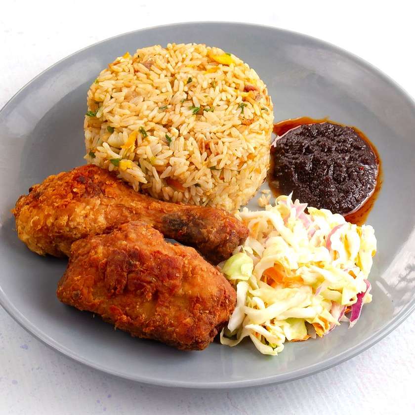 Fried rice with fried/grilled chicken