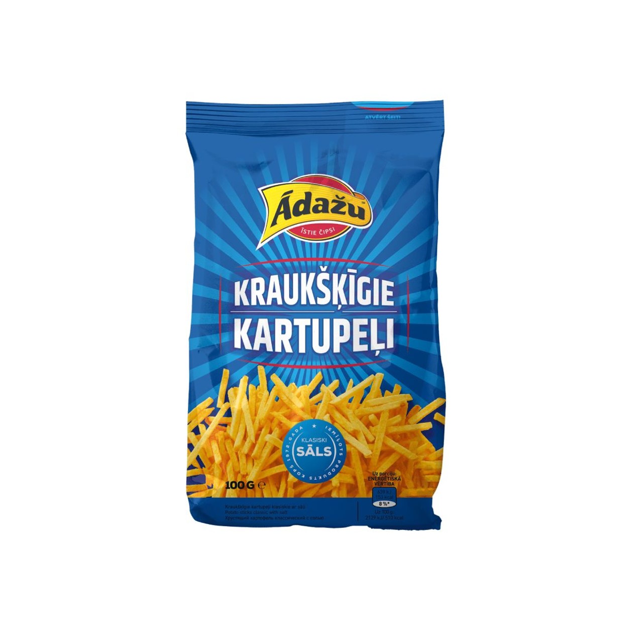 Ādažu Čipsi Kraukšķi kartupeļi Sāls 100g