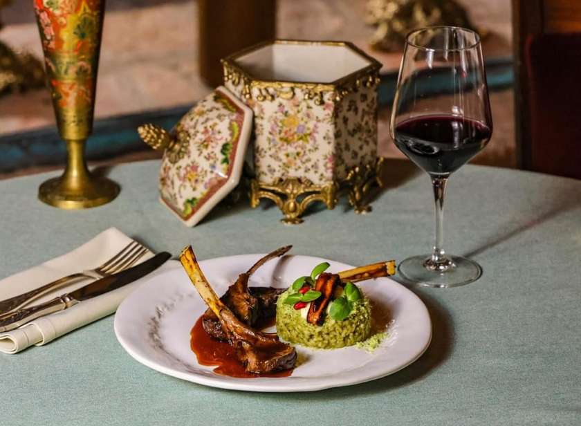 Lamb Rib with Tarragon Risotto and Caramelized Quince