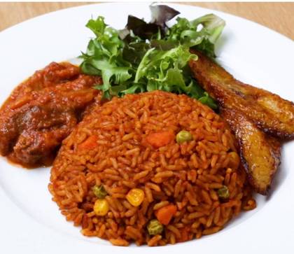 Jollof with Fried Chicken