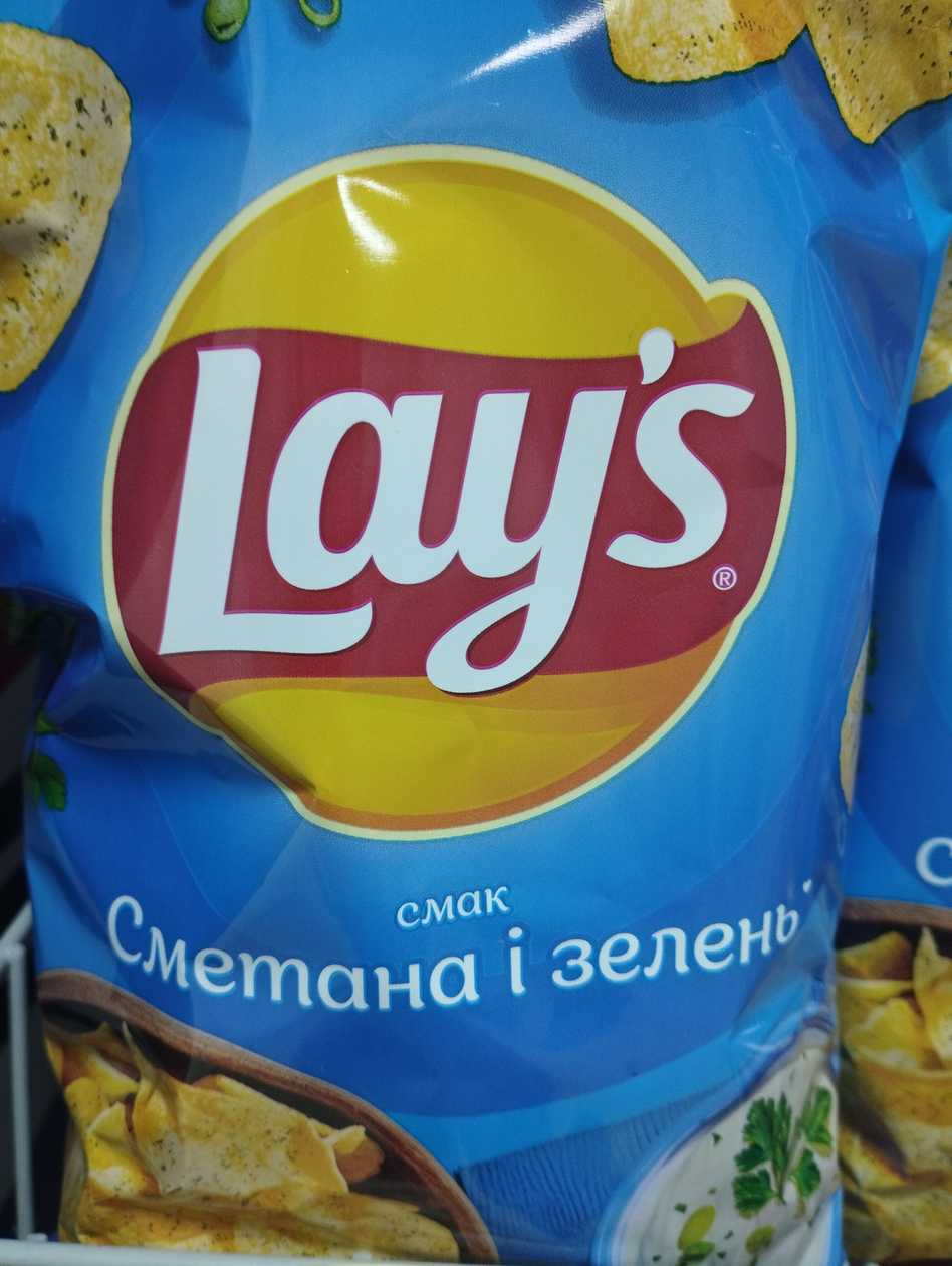 Чипси Lay's зі смаком сметани та зелені