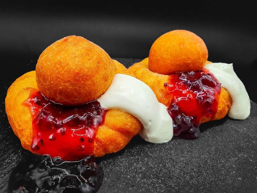 Romanian cheese donuts with jam