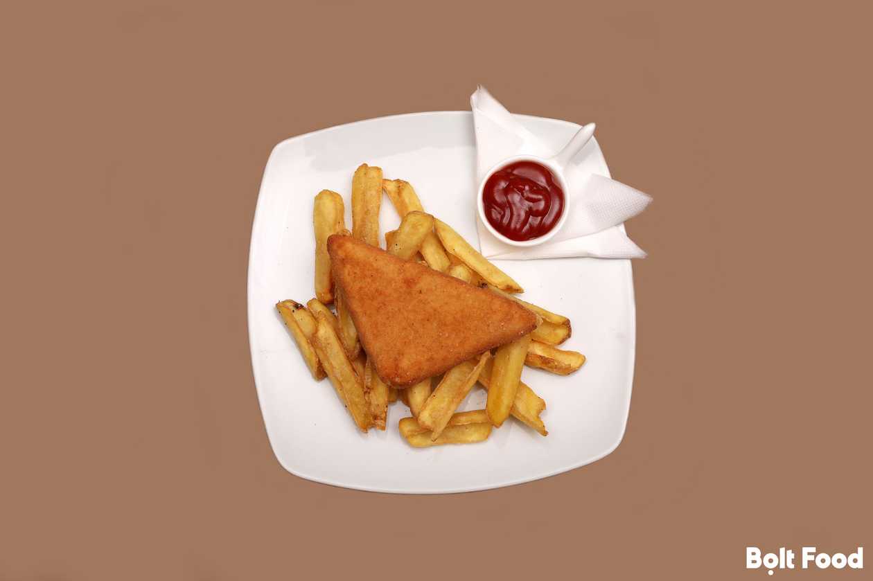 Fried cheese with ham