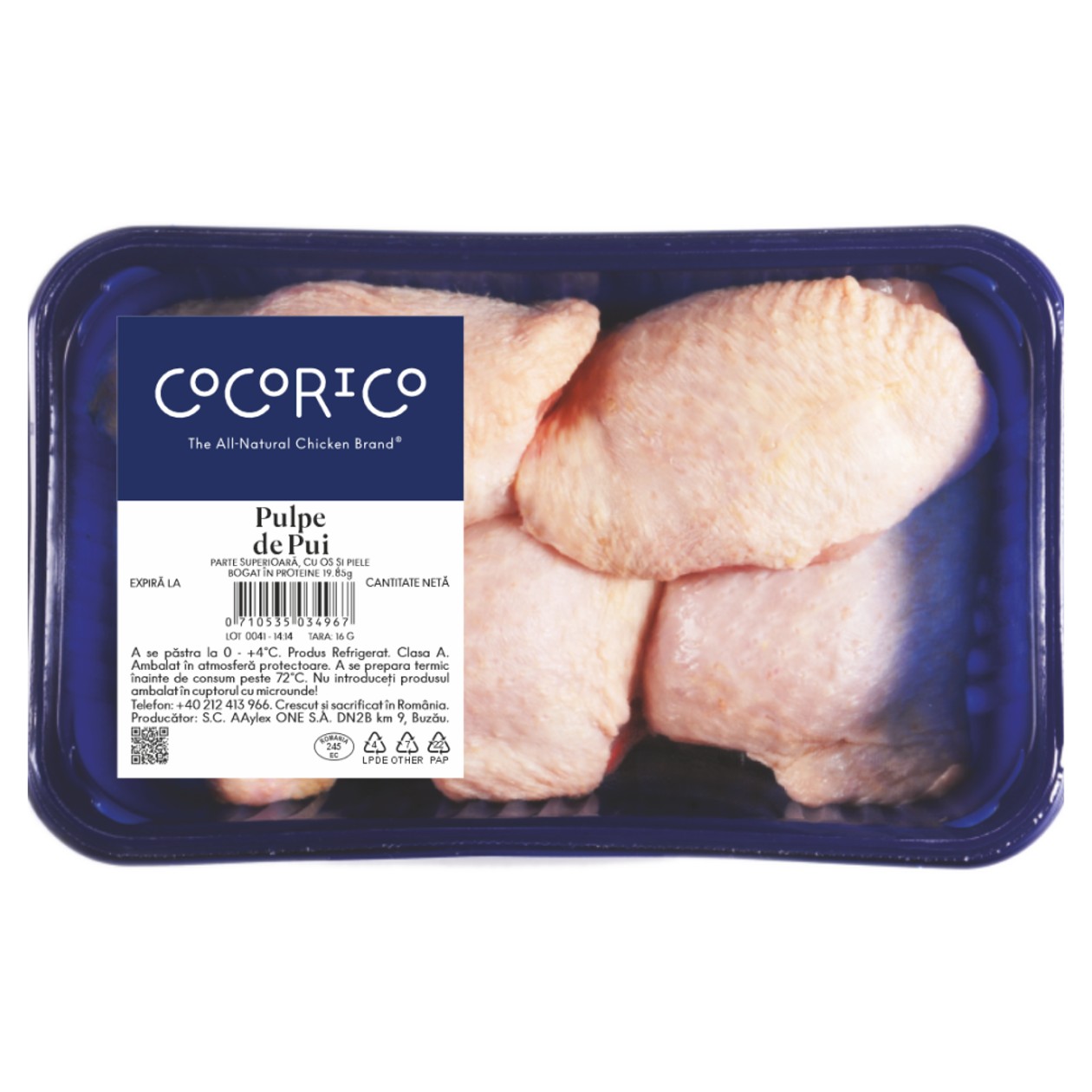Cocorico, Upper Chicken Thighs with Bone and Skin, 700 g (expires soon)