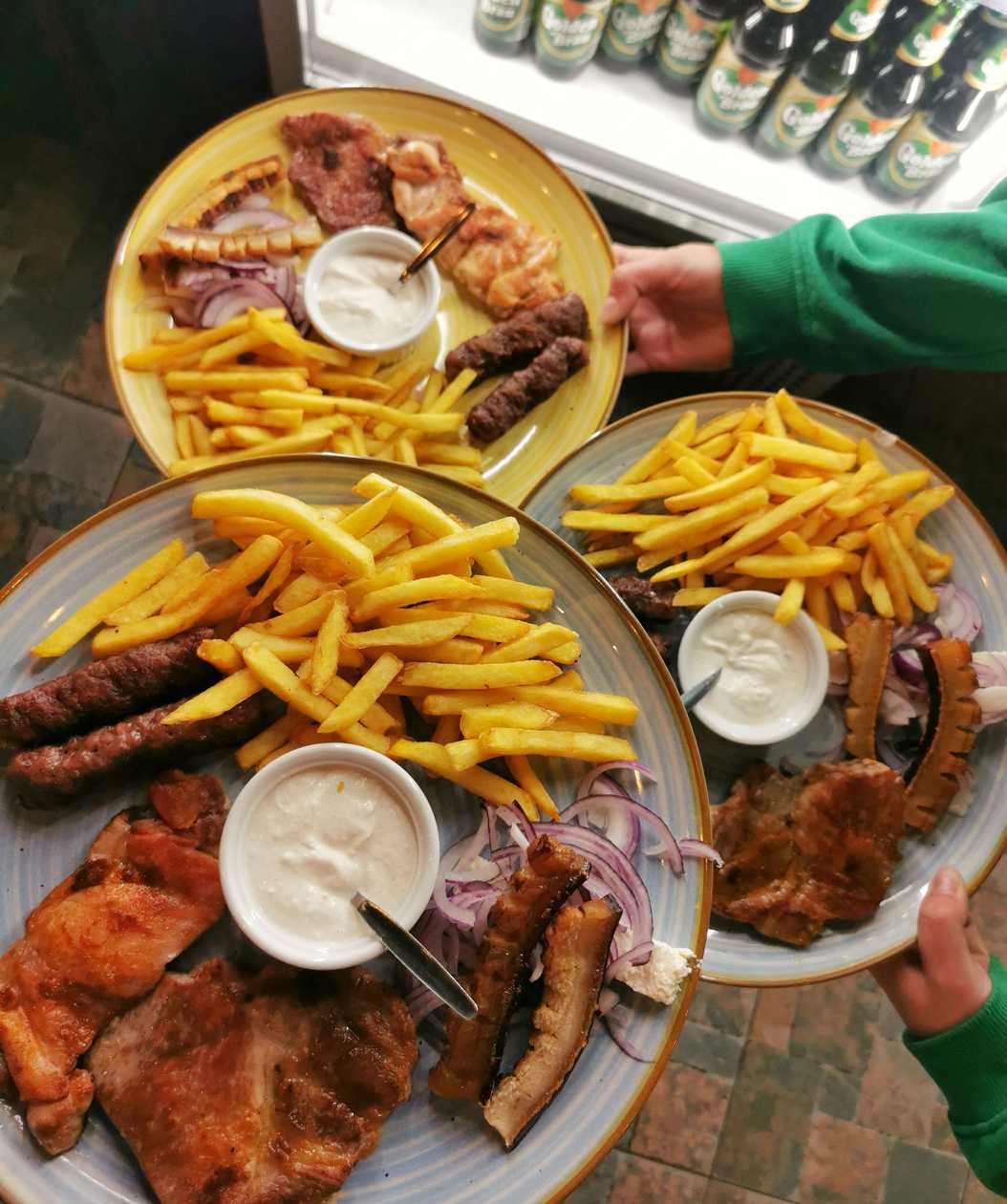 Grill mix with french fries and garlic sauce