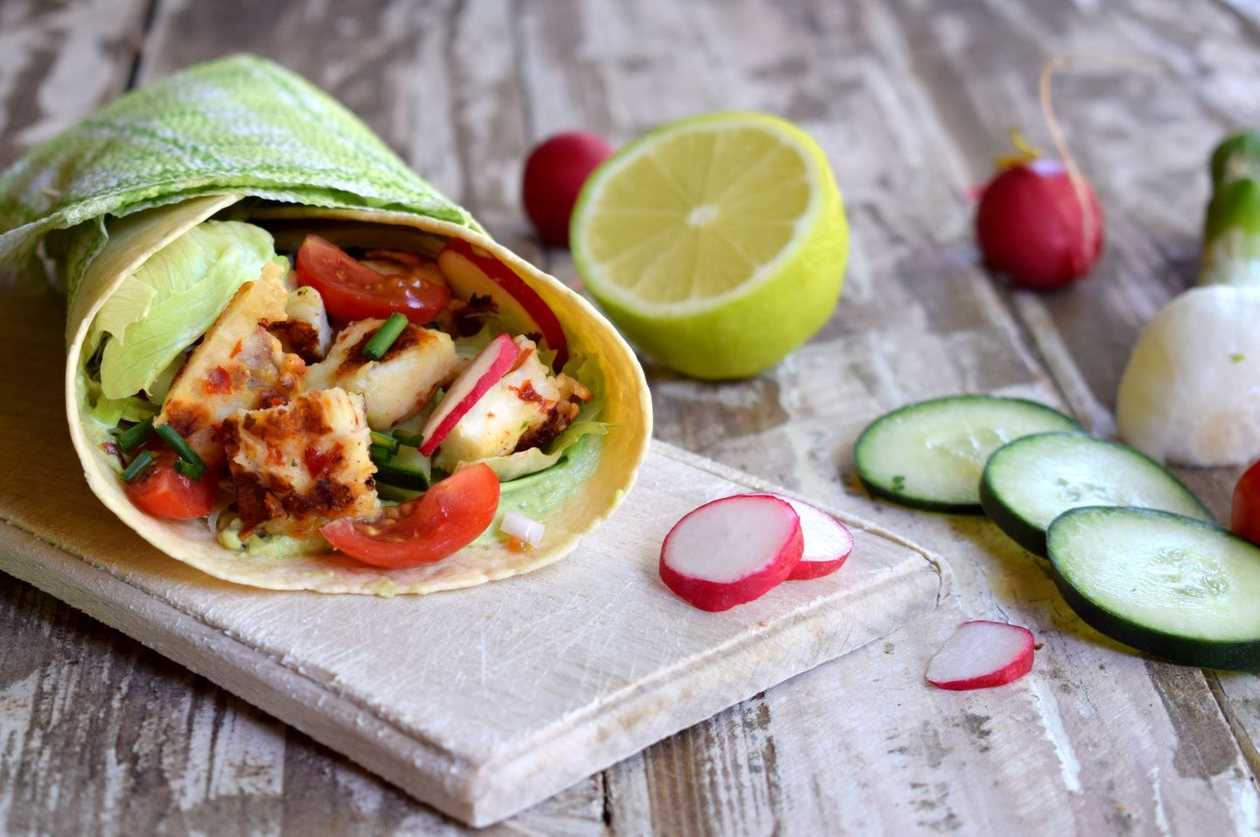 Halloumi cheese in a tortilla