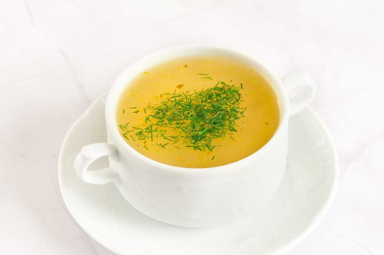 Potato soup with fish balls