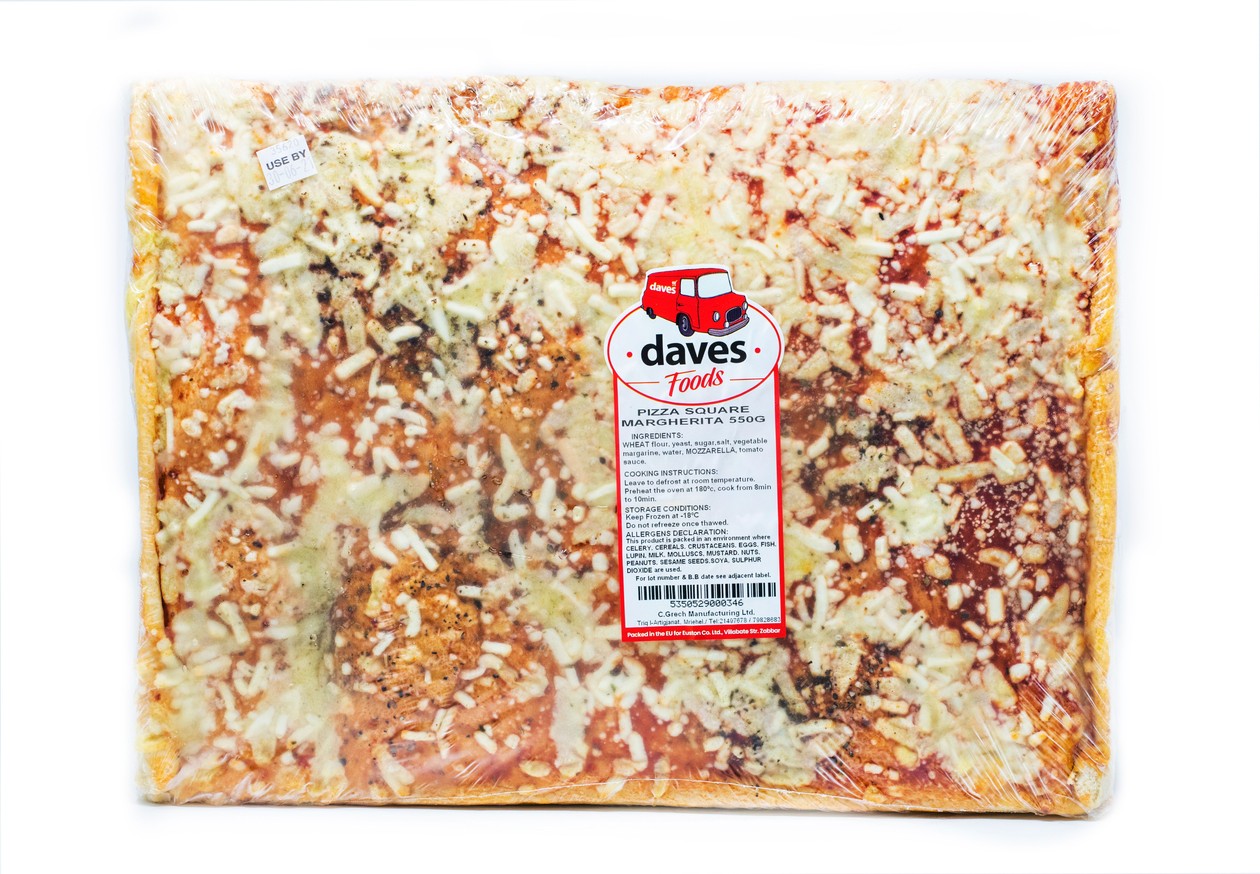 Daves Pizza Square Margherita 550G Approx