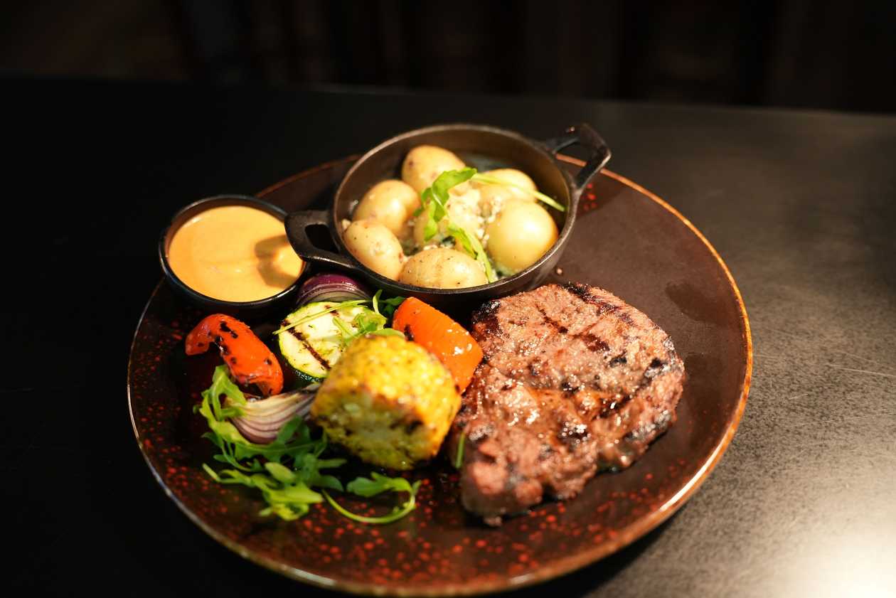 Grill pork neck steak