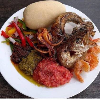 Banku with Small Grilled Tilapia and Sardine