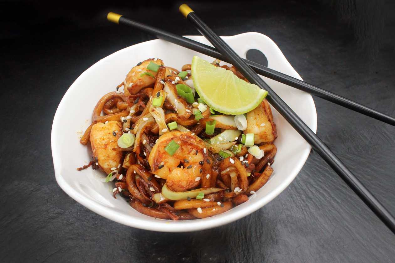 Udon Yaki with Kochugaru Shrimp 🌶