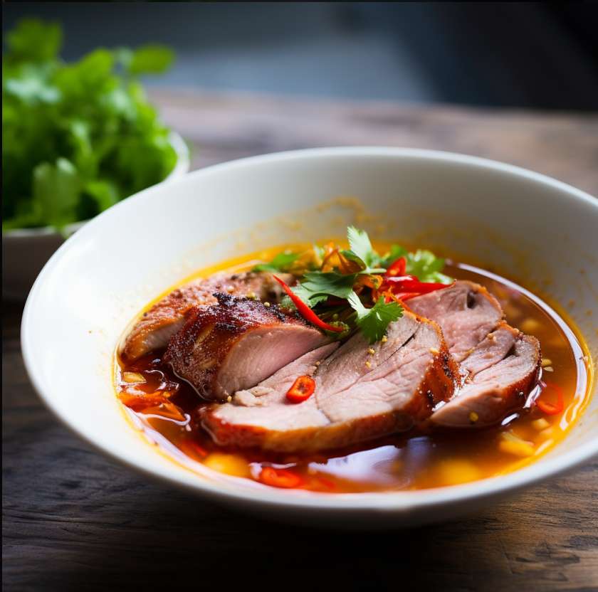 Aštrus “Tom Yum” sultinys su kepta antiena