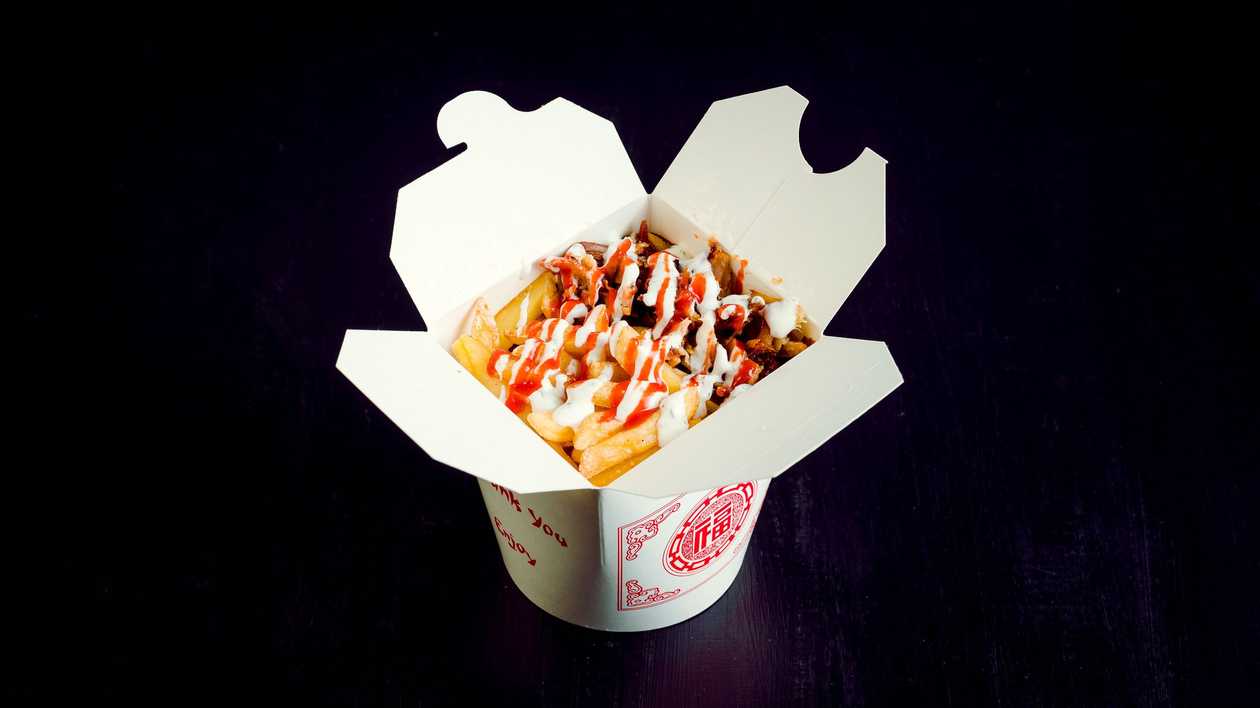 Doner box with strips