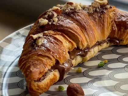 Croissant filled with Nutella