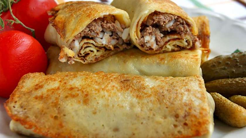 Pancakes with meat