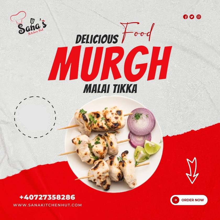 A - Murgh Malai Tikka (fara os) cu grilled veggies cu potato wedges si yougurt sauce