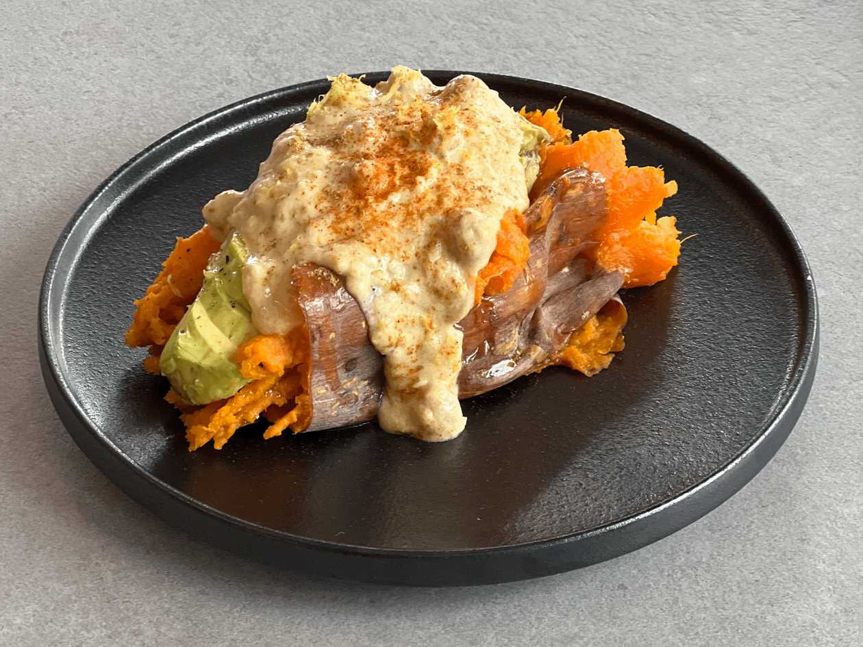 Loaded Sweet Potato with Hummus & Avocado