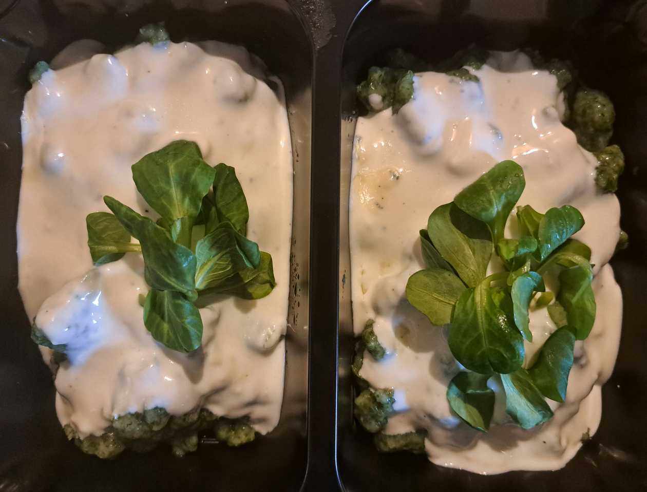 Spinach Gnocchi in Cheese Sauce