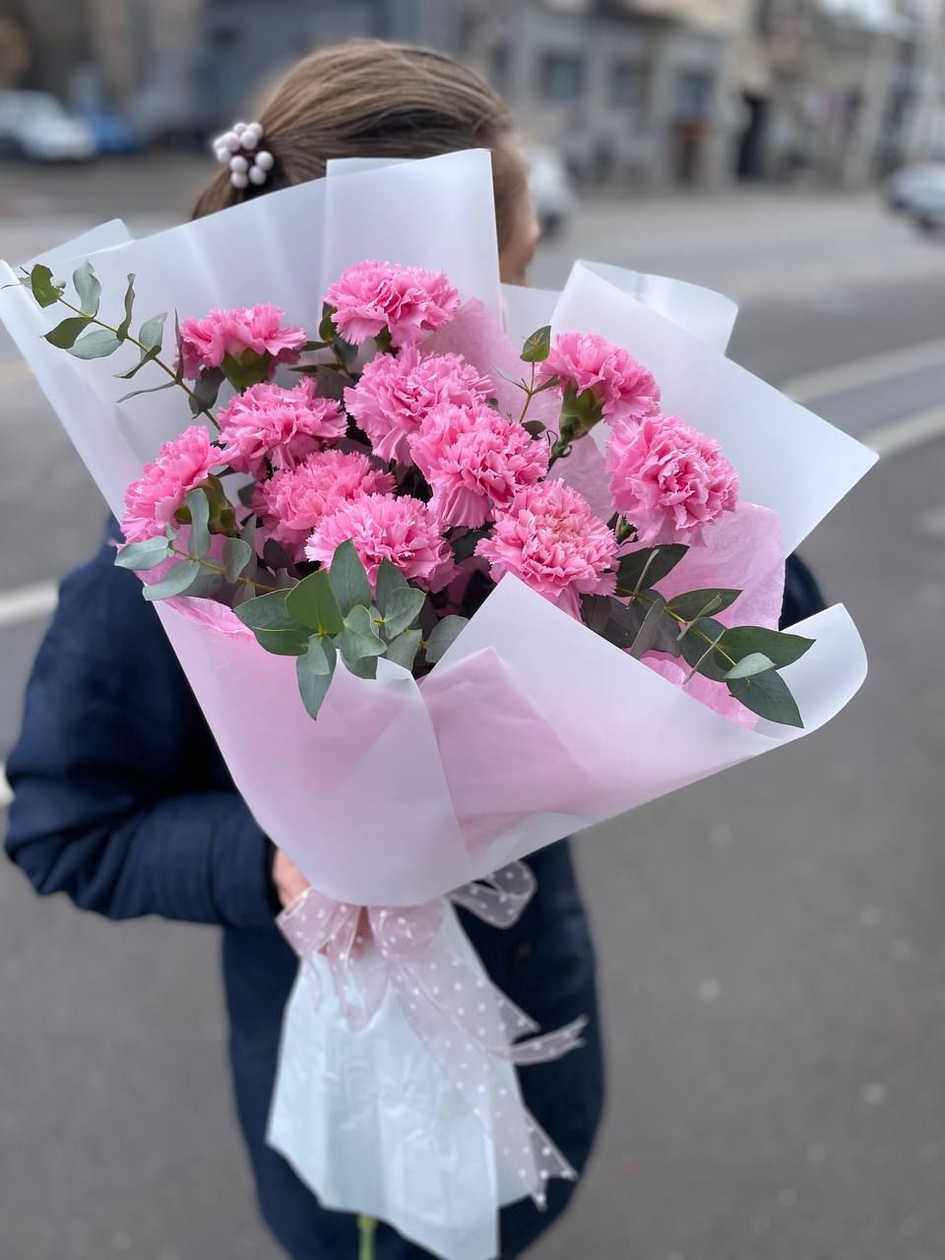 Bouquet with carnation and eucalyptus