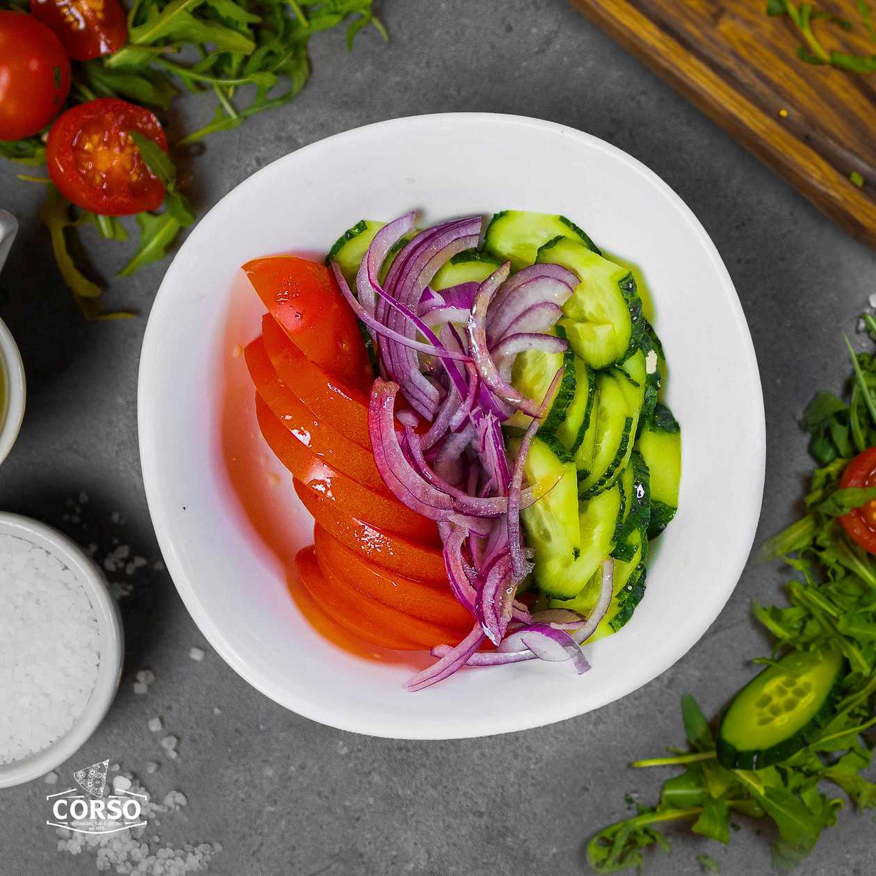 Tomatoes and cucumbers salad