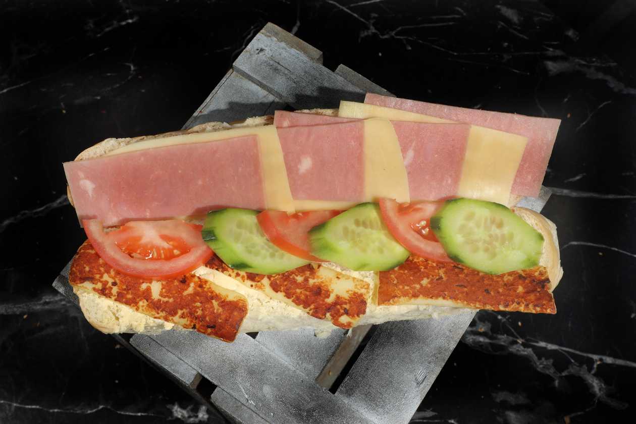 Ham, Cheese And Halloumi Sandwich White Frantzolaki