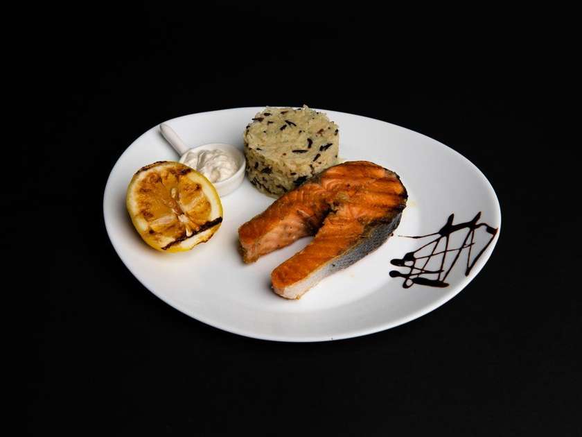 Salmon with wild rice
